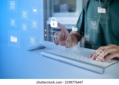 Document Management System (DMS) Online Document Database and automated processes to manage files, knowledge, and documents in an organization effectively with ERP, enterprise business technology. - Shutterstock ID 2198776447