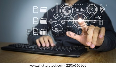 Document Management System (DMS), online documentation database and process automation to efficiently manage files, knowledge and documentation in enterprise with ERP. Corporate business technology.
