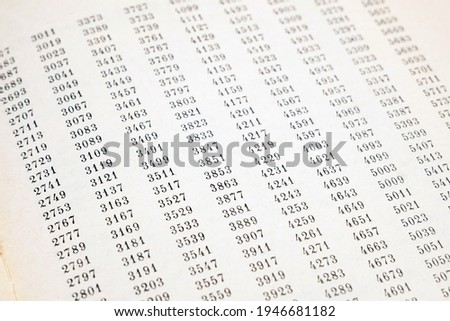 document with many numbers, data encrypt. Cipher encryption code or data, closeup