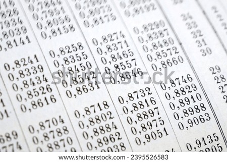 document with many numbers, data encrypt. Cipher encryption code or data