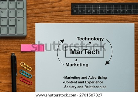 The document of the MARTECH is on the desk, along with a calculator and a pen.