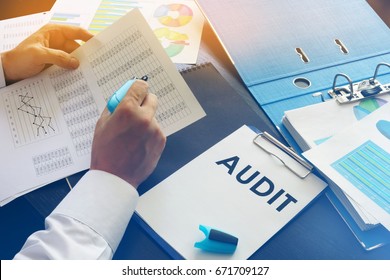 Document with title Audit on an office table. - Shutterstock ID 671709127