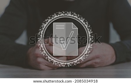 Document validation concept illustrated by a picture on background