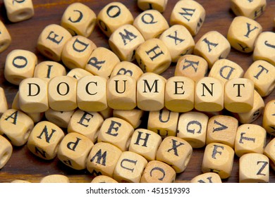 DOCUMENT Word Written On Wood Block