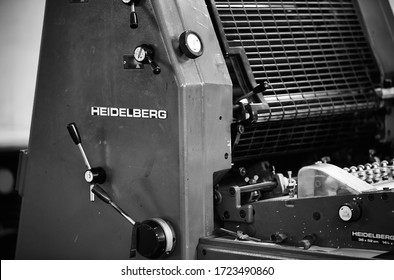 Documentary Photography Of A Commercial Printer: A Heidelberg Offset Printer In A Workshop