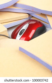 Documents and computer mouse