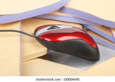 Documents and computer mouse
