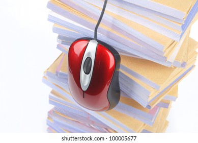 Documents and computer mouse