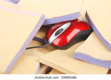 Documents and computer mouse