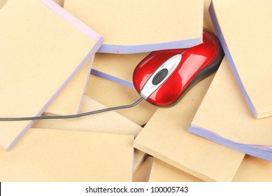 Documents and computer mouse