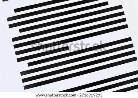 Documents with fully blacked out text. Censorship secrecy and hidden information concept