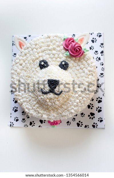 Foto Stok Dog Cake Made Whipped Cream By Edit Sekarang 1354566014