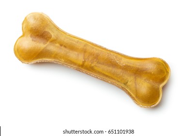 Dog Chew Bone Isolated On White Background. Top View.