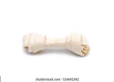 Dog Chew Rawhide Bone Isolated On White