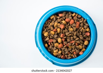 Dog food, dry food for animals, poppy mixed food, high angle view - Shutterstock ID 2134042027