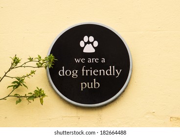 dog friendly pub sign