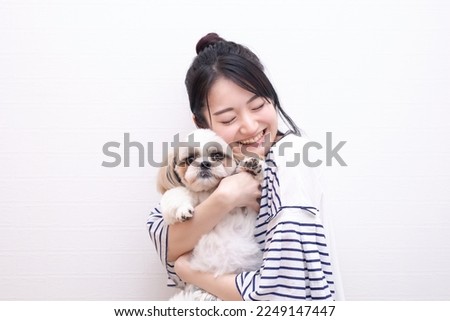 dog lover asian woman and dog