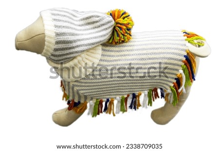 dog mannequin, plastic dog mannequin in a harness, On a white background