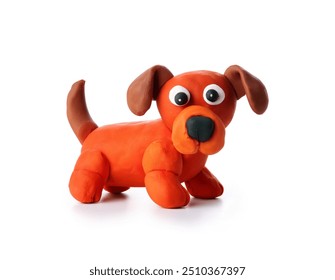 Dog molded from plasticine modeling clay isolated on white background, kids toy, kids fun concept, Animal, cute character, pets - Powered by Shutterstock