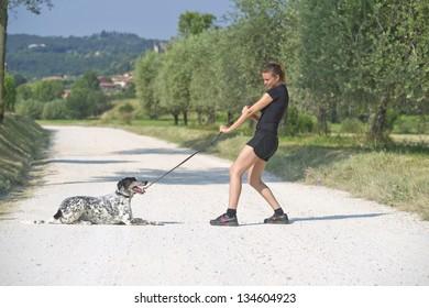 Dog with its owner