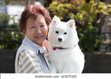 Dog Pet And Senior Woman