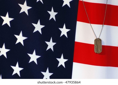 Dog Tag On American Flag