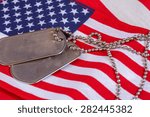 Dog Tags on American Flag