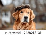 A dog wearing a funny hat