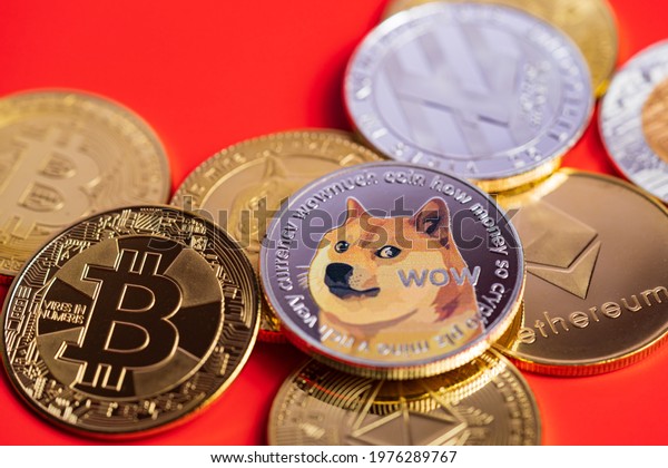 Dogecoin Doge Group Included Cryptocurrency Coin Stock Photo (Edit Now ...