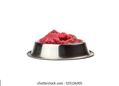 Doggy Bowl With Meat Isolated On White