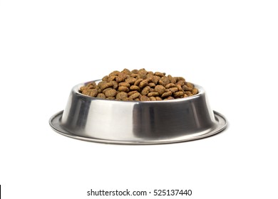 Doggy Bowl With Meat Isolated On White