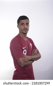 Doha -Qatar 10 January 2022, Portraits Of Qatar Team Football Players
Number 9- ABDULLAH