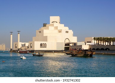 Doha, Qatar - 31st Dec 2016: Museum Of Islamic Art And Skyline Of Modern Doha, Arab City Which Has Sprung Up In Its Full Glamour. 