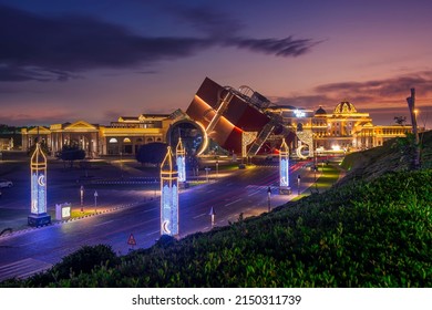 Doha, Qatar - April 27, 2022: Children Mall in Katara Cultural Village view from Hill Park