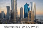 Doha, Qatar - December 16, 2023: The Panoramic skyline of Doha, Qatar