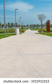 Doha, Qatar - February 09, 2021: Al Bidda Park Sidewalk