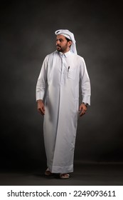 Doha, Qatar - January 12, 2023: Portrait of Qatari men in traditional dress. - Shutterstock ID 2249093611