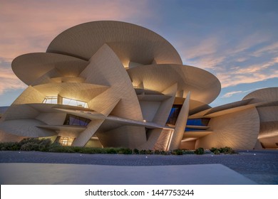 Doha, Qatar - July 05, 2021: Sunset View at Qatar National Museum