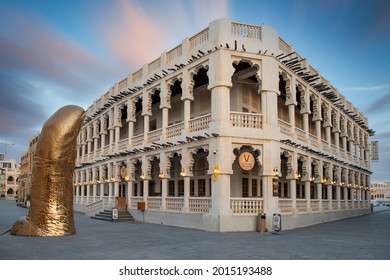 Doha, Qatar - June 16, 2021: Souq Waqif is a souq in Doha, in the state of Qatar. The souq is known  for selling traditional garments, spices, handicrafts, and souvenirs