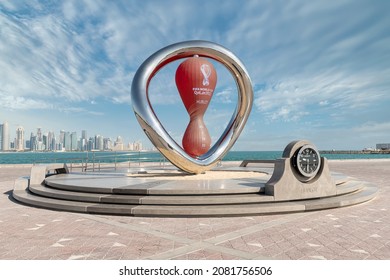 Doha, Qatar - November 24,2021: 
FIFA World Cup Qatar 2022 Official Countdown Clock unveiled with one year to go 