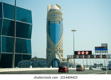 Doha, Qatar - October 7, 2022: Vehicles On Lusail Expressway