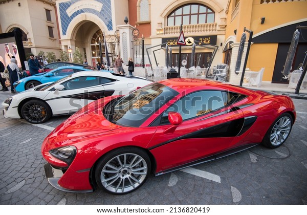 Doha ,Qatar-February 01,2018\
: Exhibition of luxury supercars organized by the Qatari team\
called \