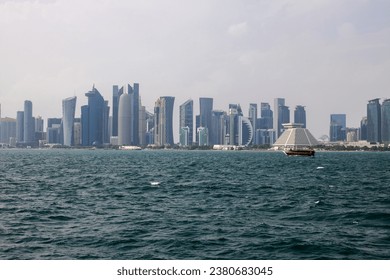Doha skyline view from Old Doha port (Mina district) in Doha, Qatar