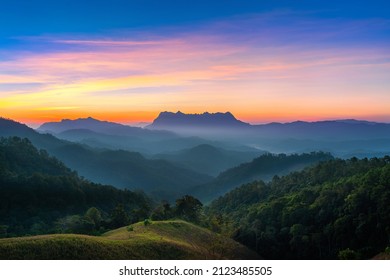 Doi Luang Chiang Dao mountains at sunrise in Chiang mai, Thailand.
