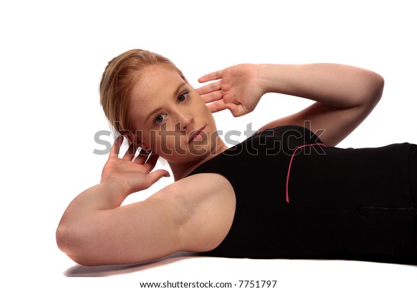 Doing Crunches On Floor Strengthen Muscles Stock Photo Edit Now