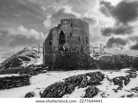 Dolbadarn Castle , Winter in Snowdonia after a fall of snow