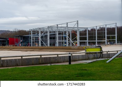 Dolgarrog, Wales, UK : Mar 2, 2019: Construction Work Underway At The Surf Snowdonia Tourist Attrtaction