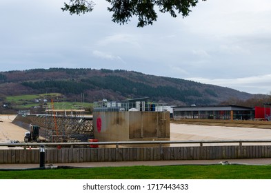 Dolgarrog, Wales, UK : Mar 2, 2019: Construction Work Underway At The Surf Snowdonia Tourist Attrtaction