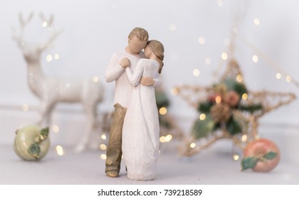 Doll Couple Dancing, Wedding/christmas Theme With Fairy Lights