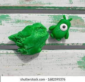 Doll Made With Green Fondant For Decorative Use In Pastry.